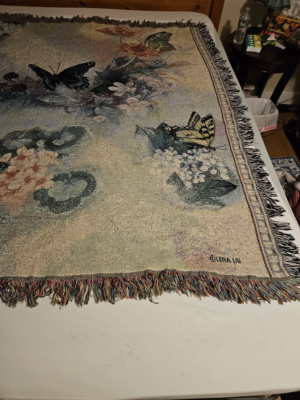 Lena Liu Butterfly Harmony & Flowers Tapestry Afghan Throw Blanket